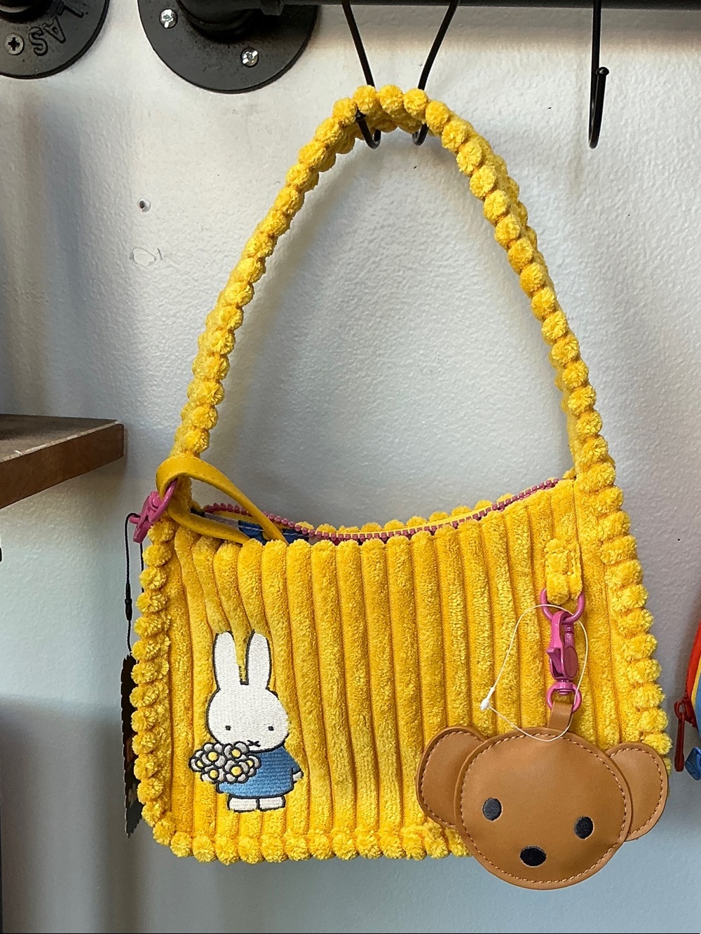 Miffy Yellow Plush Corduroy Shoulder/Crossbody Bag with Bunny Patch